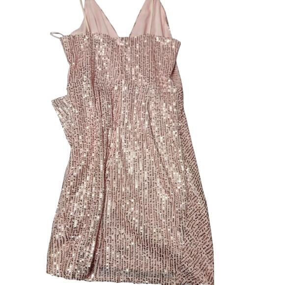 Pink Party Clubwear Y2K Disco Dress Sequin Sexy New Years Eve Performance Dance - Picture 2 of 3